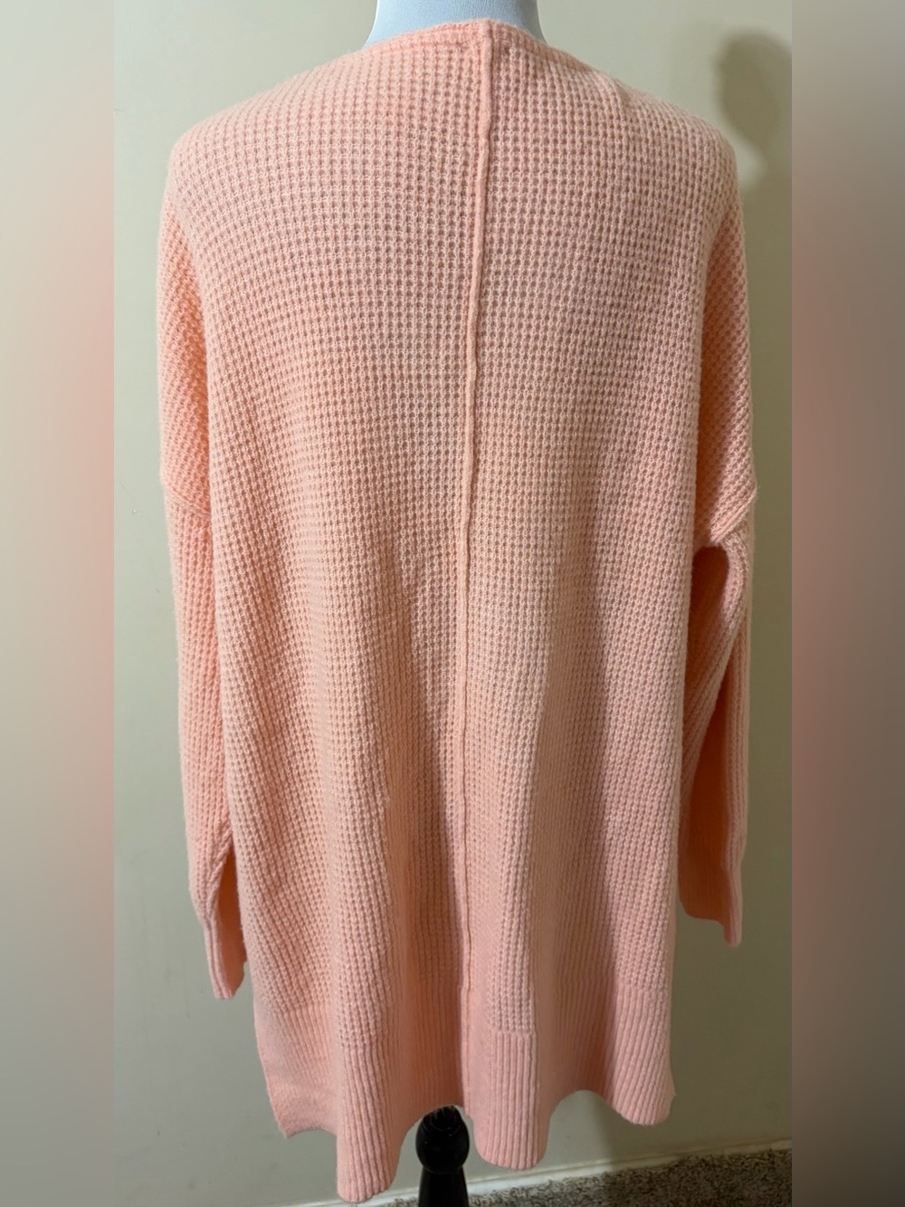 • Free People C.O.M.F.Y. Waffle Knit Tunic V-Neck Oversized Sweater sherbert M-L - Picture 4 of 6